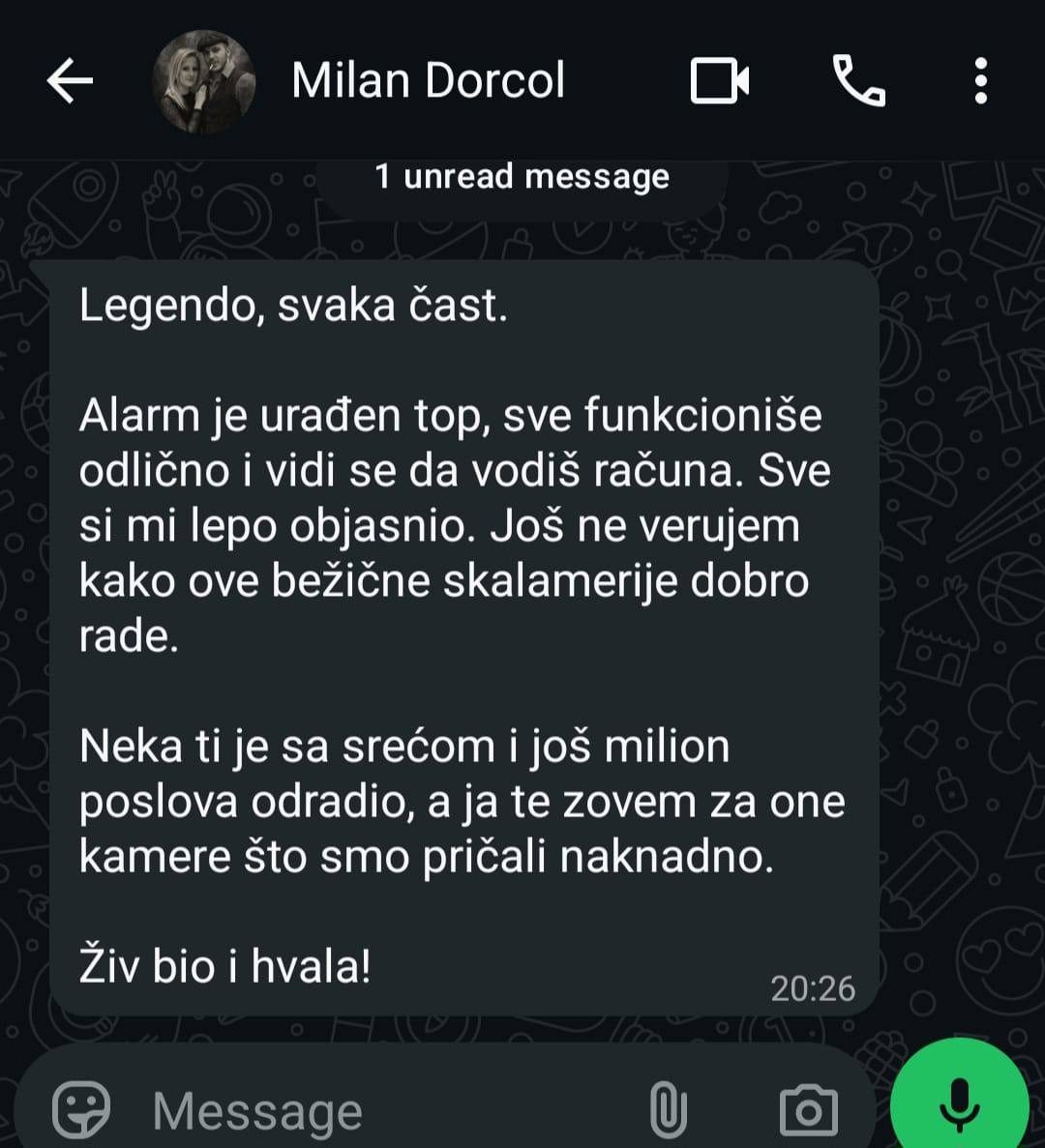 Poruka klijenta — Milan
